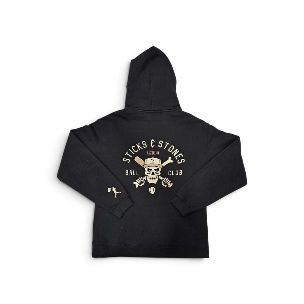 Baseballism Sticks And Stones Hoodie Size L Black